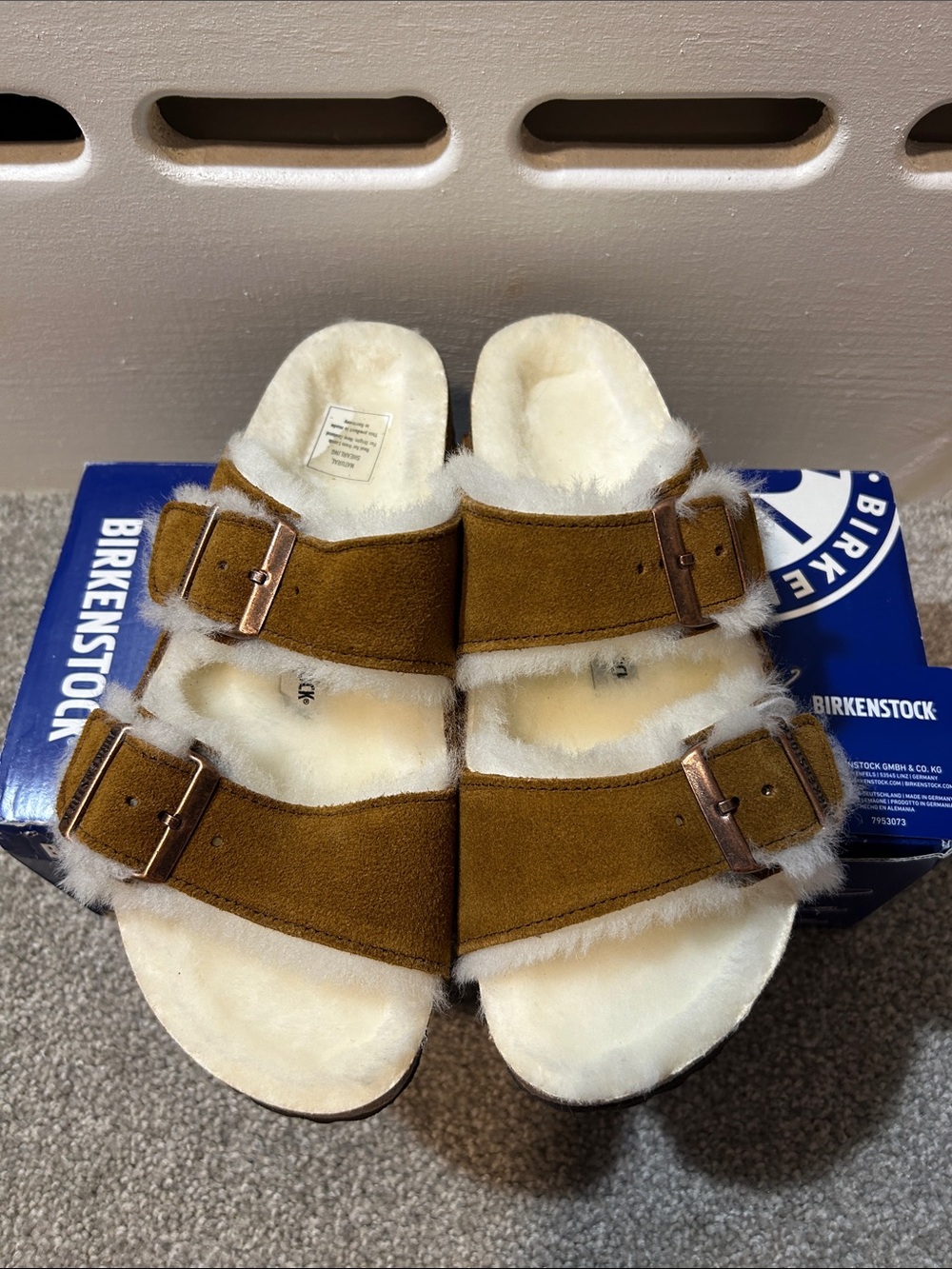 Birkenstock Arizona Mink Shearling and Suede sandals
